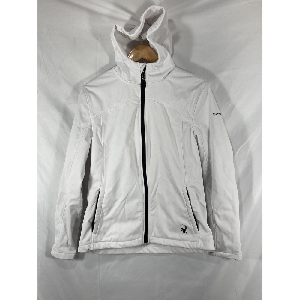 Women's SPYDER Jacket size Medium White Body/Black trim Full Zipper Ski